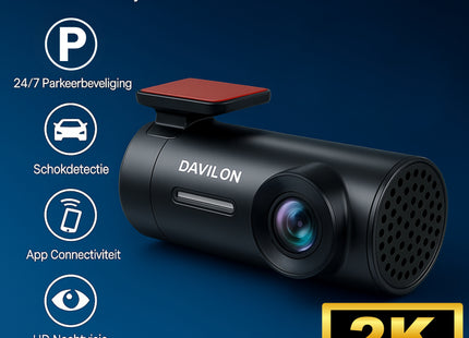 Davilon D1-DUAL Dashcam 2K | Voor & Achter | 2025 APP Model