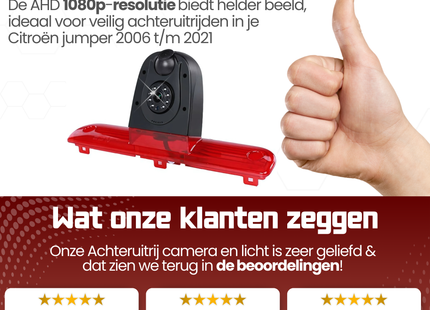 Citroën Jumper Derde Remlicht met Dubbele Lens en  Achteruitrijcamera | 2006 t/m 2021 | Nachtzicht | HD Beeld