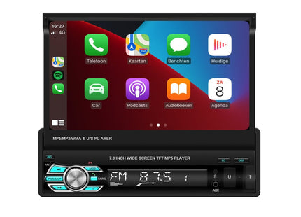 1-Din Autoradio | Carplay & Android Auto | uitklapbaar scherm