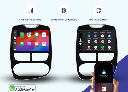 Renault Clio 4 CarPlay autoradio | 2013 t/m 2015 | Denago DNG-A20 | 9 inch | Android 13 | Draadloos CarPlay & Android Auto