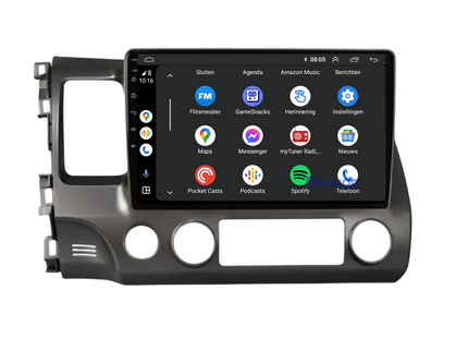 Honda Civic CarPlay autoradio | 2007 t/m 2011 | Denago DNG-A51 | 10 inch | Android 13 | Draadloos CarPlay & Android Auto