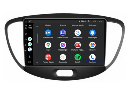 Hyundai i10 CarPlay autoradio | 2008 t/m 2013 | Denago DNG-A67 | 9 inch | Android 13 | Draadloos CarPlay & Android Auto