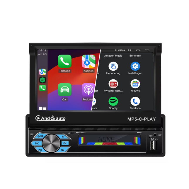 Denago - 1Din Autoradio | Carplay & Android Auto | klapscherm