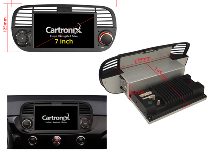 Fiat 500 CarPlay | 2007 t/m 2015 | Android 12 autoradio zwart