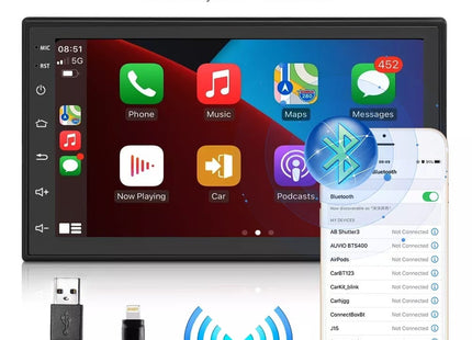 2 Din autoradio CarPlay draadloos - Android 10