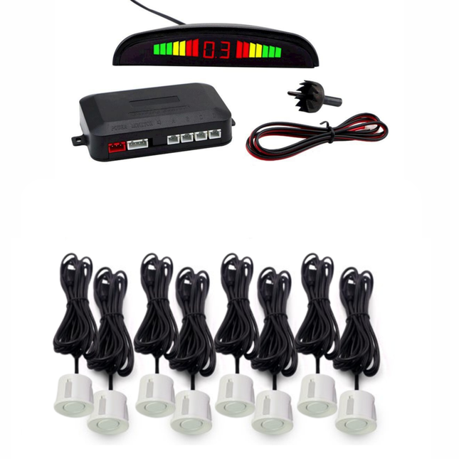 Cartronix Parkeersensoren Set (8 sensoren)| Wit| Parkeerhulp | CTX-RFP-01