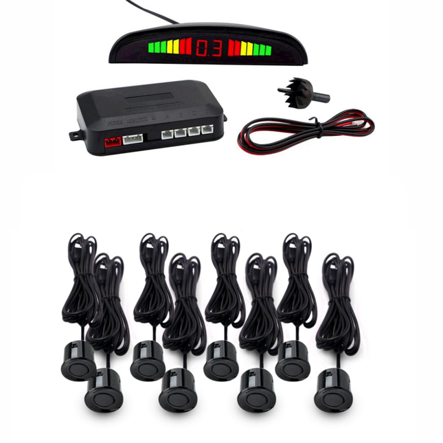 Cartronix Parkeersensoren Set (8 sensoren)| Zwart | Parkeerhulp | CTX-RFP-35