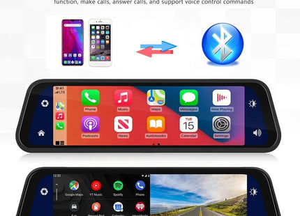 Achteruitkijkspiegel | Ingebouwde Dashcam | Carplay & Android Auto | Past op elk voertuig