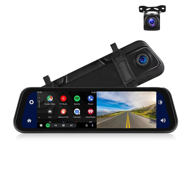 Achteruitkijkspiegel | Ingebouwde Dashcam | Carplay & Android Auto | Past op elk voertuig