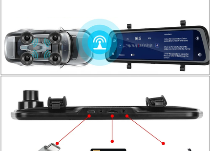 Achteruitkijkspiegel | Ingebouwde Dashcam | Carplay & Android Auto | Past op elk voertuig