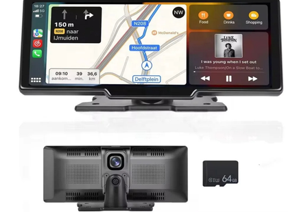 CarPlay Scherm met Dashcam & Android Auto | Gratis 64GB Sd-kaart