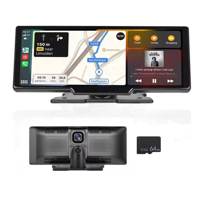 CarPlay Scherm met Dashcam & Android Auto | Gratis 64GB Sd-kaart