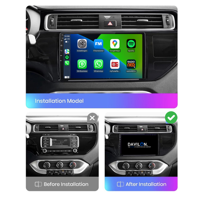 Kia Rio | Android 13 | Autoradio | 2015 t/m 2017 | CarPlay & Android Auto