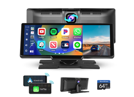 Apple Carplay Scherm - 10 Inch - Ingebouwde Dashcam - Android Auto - Inclusief Achteruitrijcamera