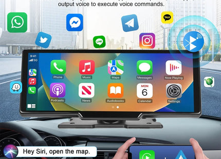 Apple Carplay Scherm - 10 Inch - Ingebouwde Dashcam - Android Auto - Inclusief Achteruitrijcamera