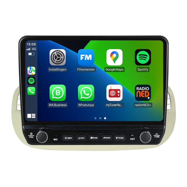 Fiat 500 Android Autoradio beige | Elegant design | CarPlay