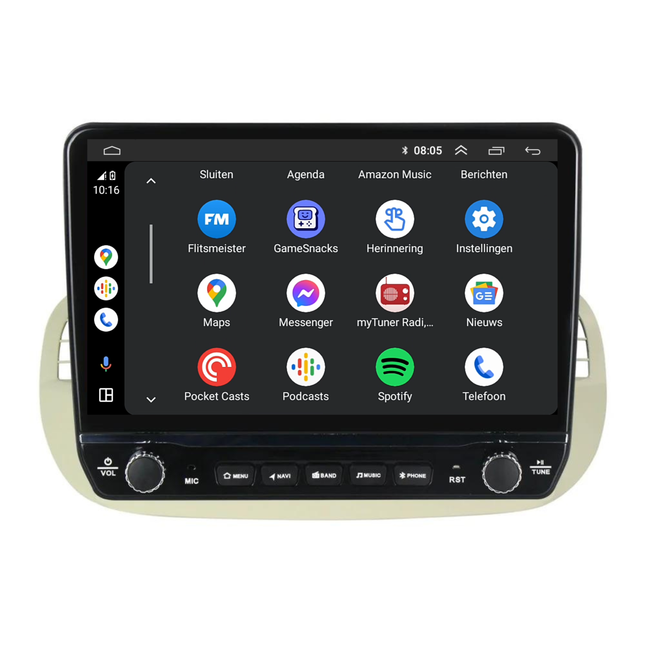 Fiat 500 Android Autoradio beige | Elegant design | CarPlay