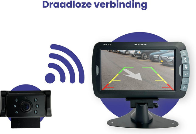 Caliber draadloze achteruitrijcamera - 7 Inch Scherm - Nachtzicht - Waterbestendig