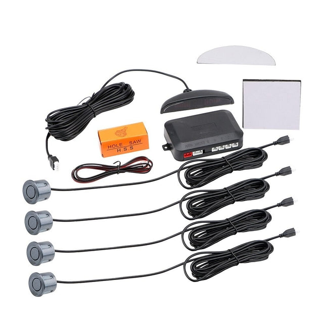 Parkeersensoren set | 4 sensoren | Geluid en Display | Grijs