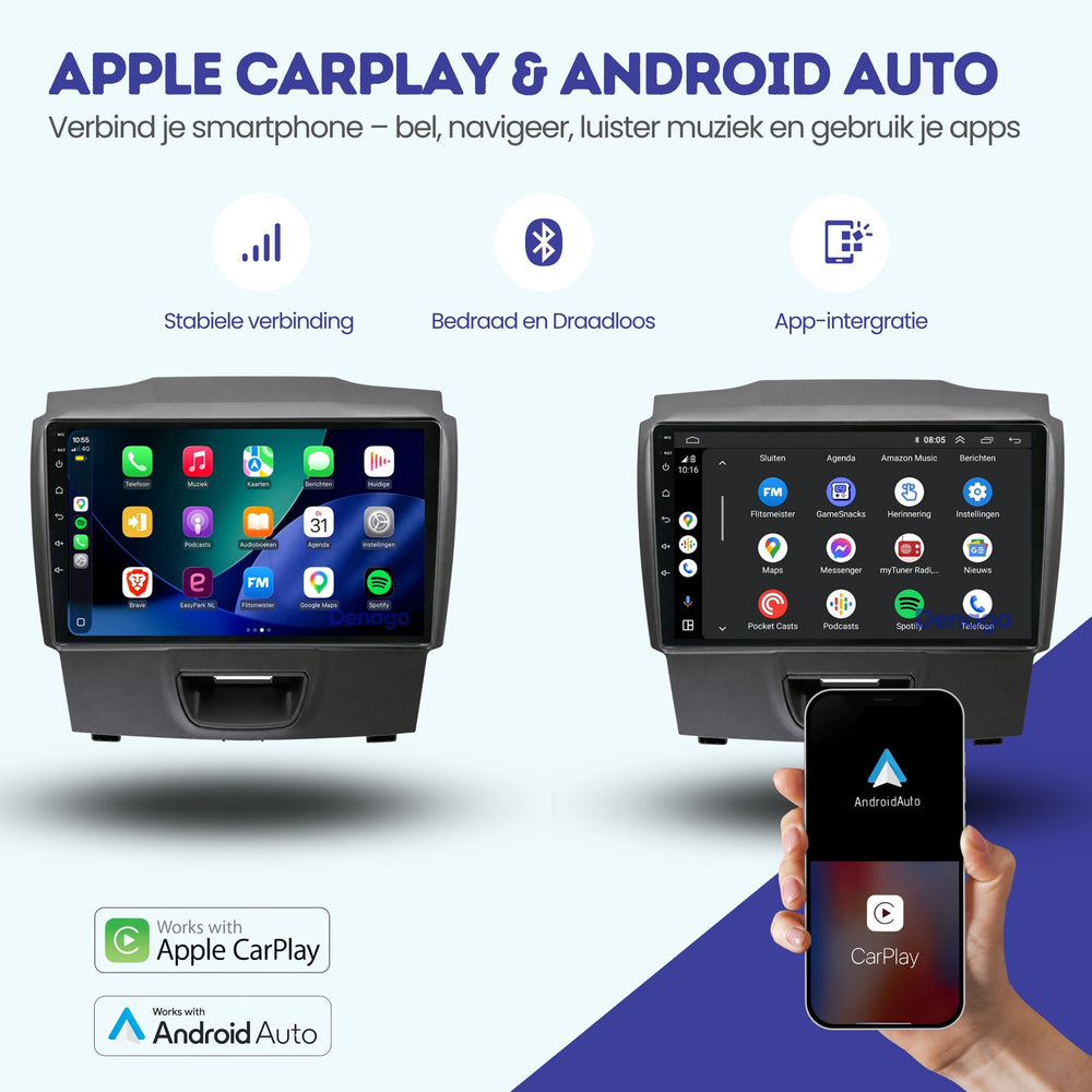 Autoradio CarPlay pour Chevrolet S10 | 2015–2019 | Denago DNG-A518 | 9 pouces | Android 16 | CarPlay et Android Auto sans fil