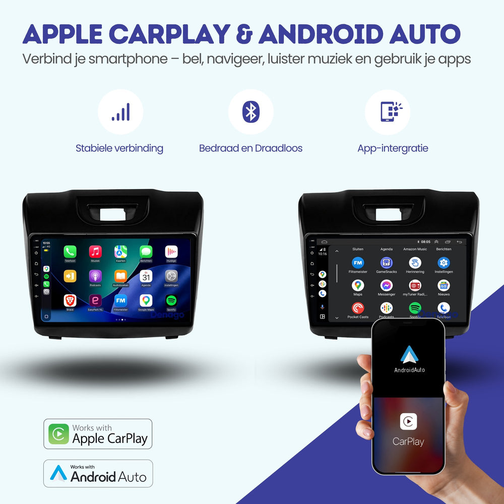 Isuzu D-Max CarPlay autoradio | 2012–2016 | Denago DNG-A516 | 9 inch | Android 16 | Draadloos CarPlay & Android Auto