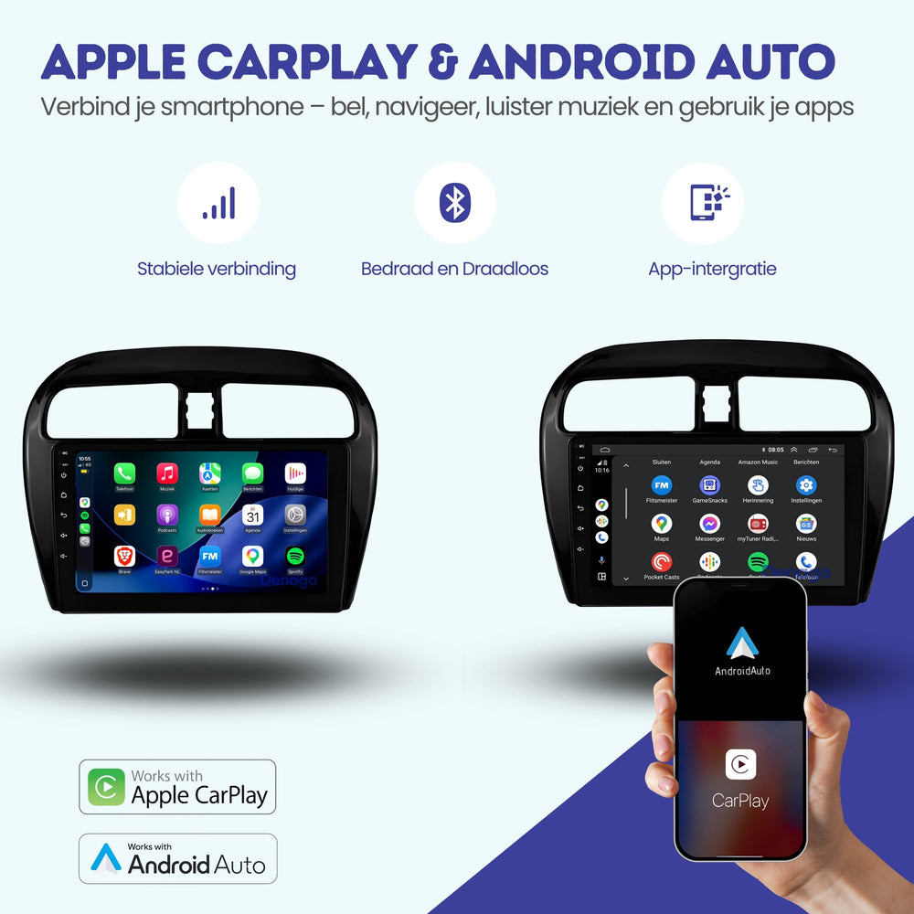 Autoradio CarPlay pour Mitsubishi Space Star | 2013–2024 | Denago DNG-A519 | 9 pouces | Android 16 | CarPlay et Android Auto sans fil