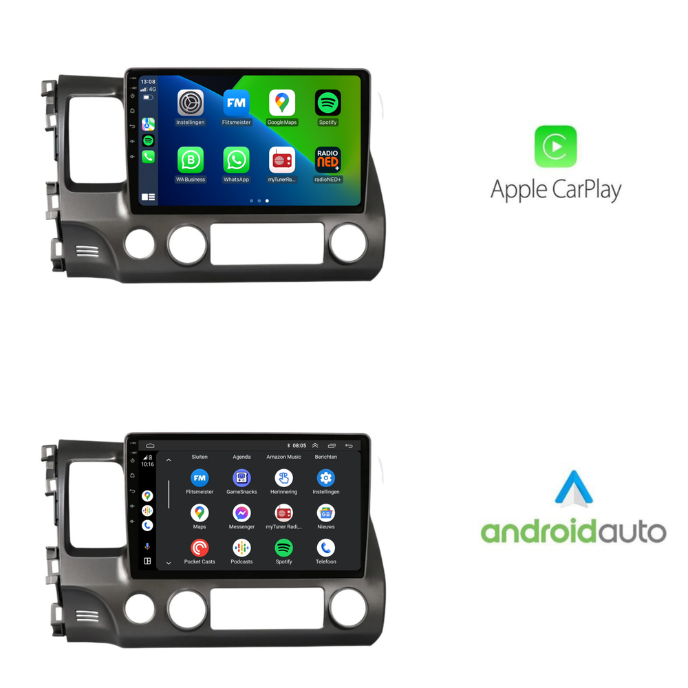Honda Civic CarPlay | Android 13 | Autoradio | 2007 t/m 2011 | Carplay & Android Auto