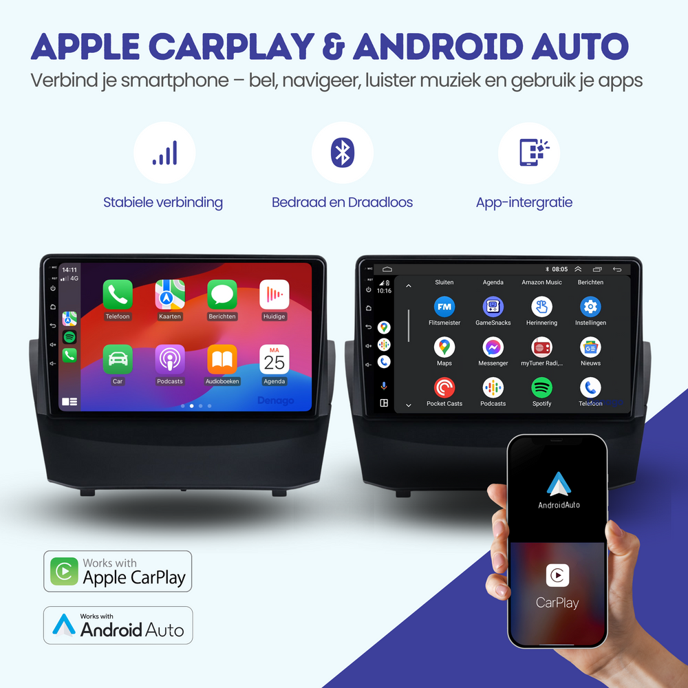 Ford Fiesta CarPlay autoradio | 2009 t/m 2012 | Denago DNG-A13 | 9 inch | Android 13 | Draadloos CarPlay & Android Auto