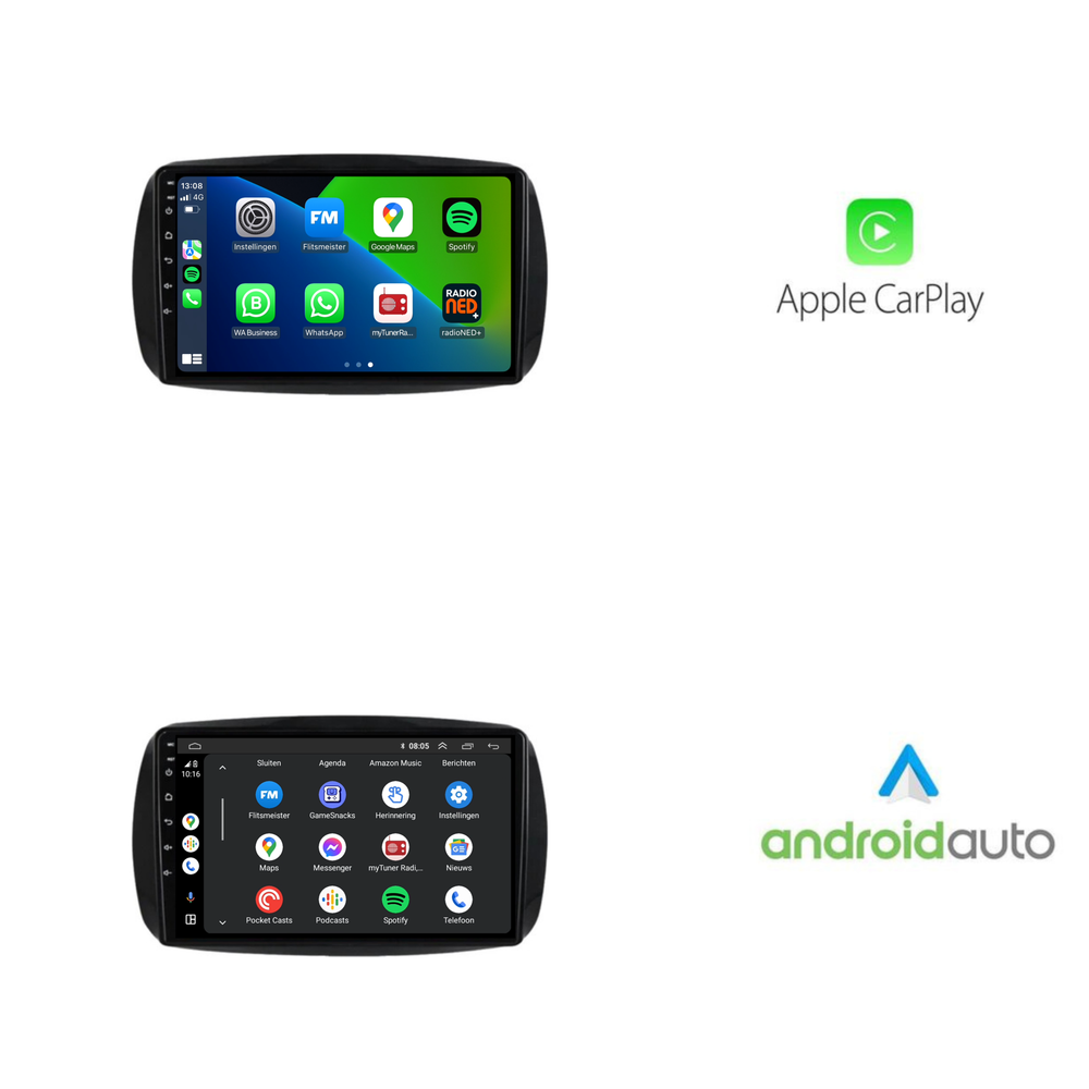 Smart Fortwo | Forfour | Android 13 | Autoradio | 2015 t/m 2019 | Carplay & Android Auto
