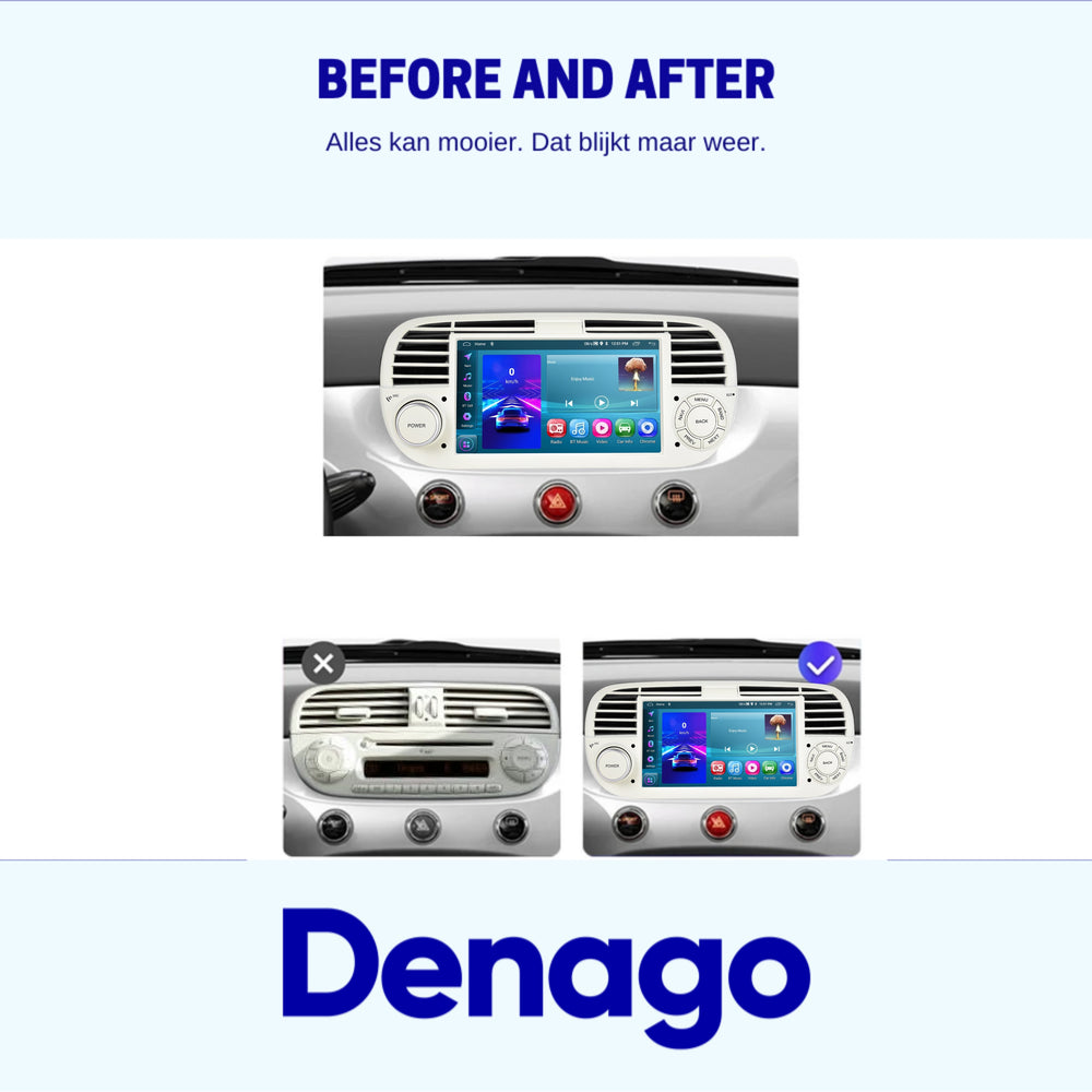 Android 13 CarPlay Autoradio voor Fiat 500 | 2007 t/m 2015
