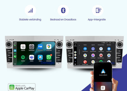 Opel CarPlay Autoradio | Android 13 | 2GB + 64GB | 2001 t/m 2013 | Android Auto - Zilver