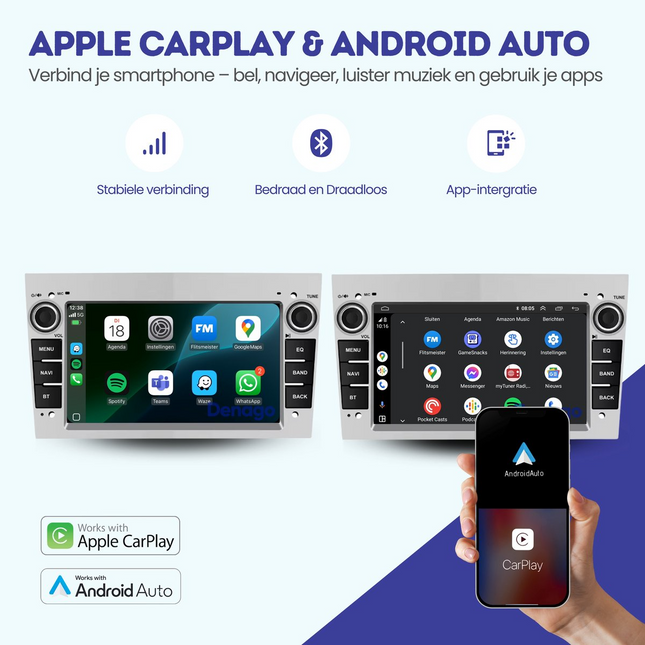 Opel CarPlay Autoradio | Android 13 | 2GB + 64GB | 2001 t/m 2013 | Android Auto - Zilver