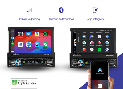 1Din Autoradio | Apple Carplay | Android Auto | USB, Aux, Bluetooth | MP5