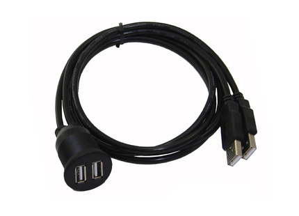 Dual USB 2.0 Doorvoermodule - 1m Data- en Oplaadkabel