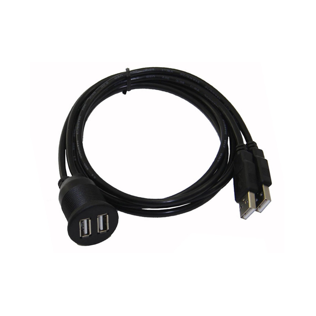 Dual USB 2.0 Doorvoermodule - 1m Data- en Oplaadkabel