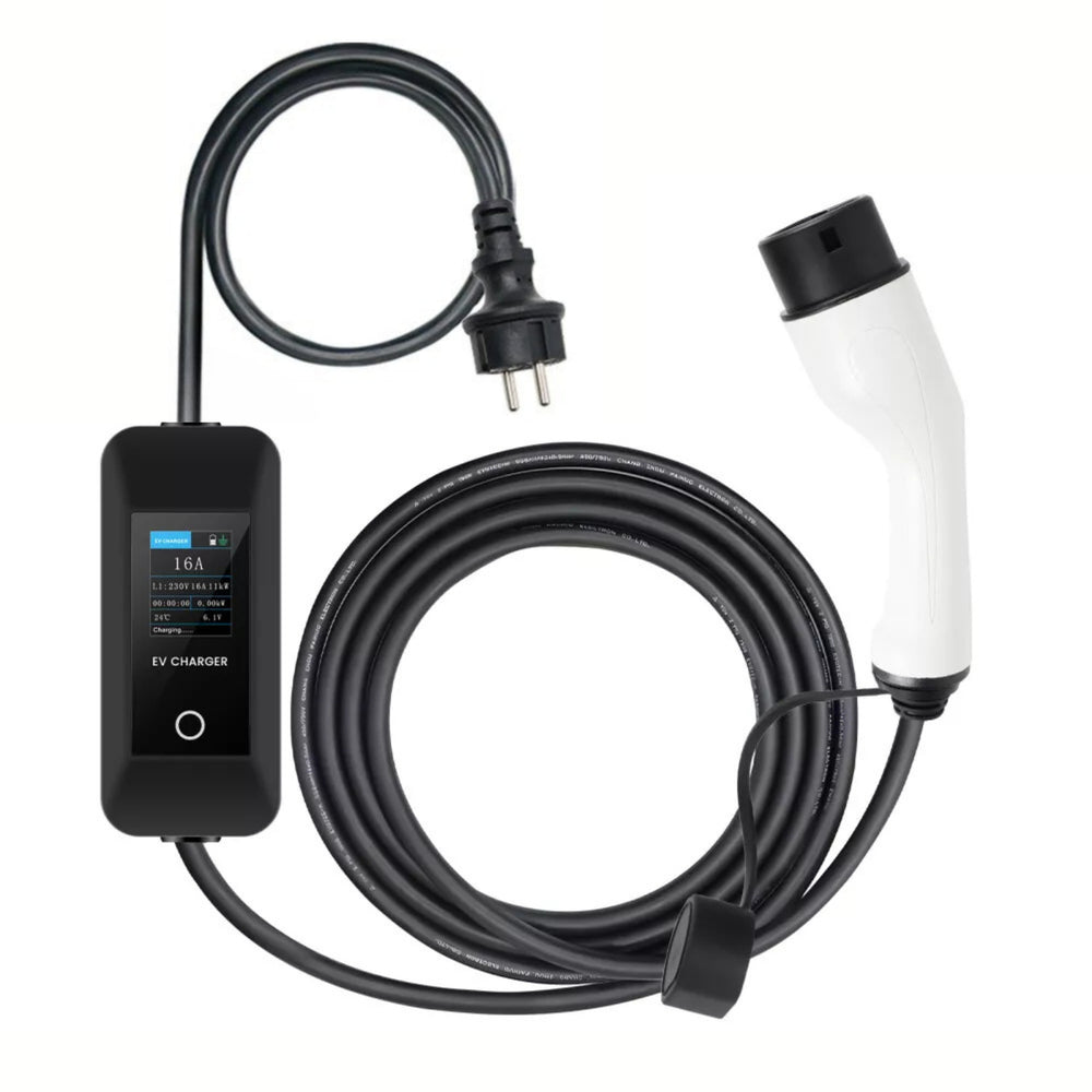 EV Charging Cable Type 2 – 3.5kW | 5M | For Home | Camping Portable EV Home Charger Type 2 | 3.5 kW | Waterproof IP67 | 5m TPU Cable | 1-Phase | Adjustable Charging Current (8A/10A/13A/16A) | Timer Function &  Delayed start | With storage bag | Travel