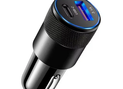 Chargeur de voiture compact 20 W | Chargeur rapide | Alimentation USB-C & Charge rapide USB 3.0