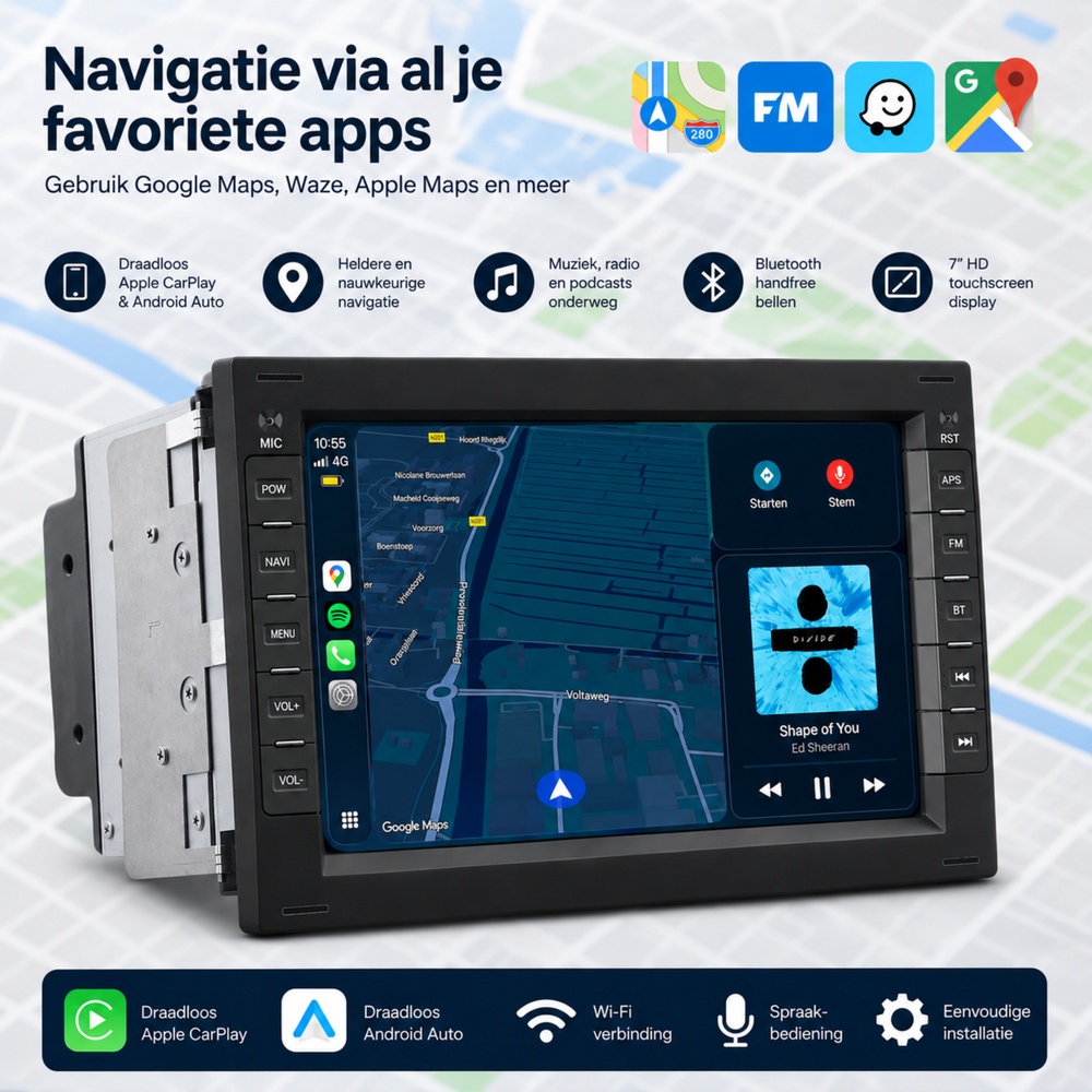 Ford Galaxy CarPlay autoradio | 2000 t/m 2006 | 4+64GB | Denago DNG-2718-7 | 7 inch | Android 15 | Draadloos CarPlay & Android Auto