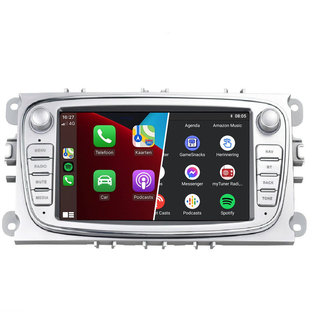 Ford car radio navigation silver | Android 15 | 4GB & 64GB | Mondeo Focus S-max | Apple Carplay & Android Auto