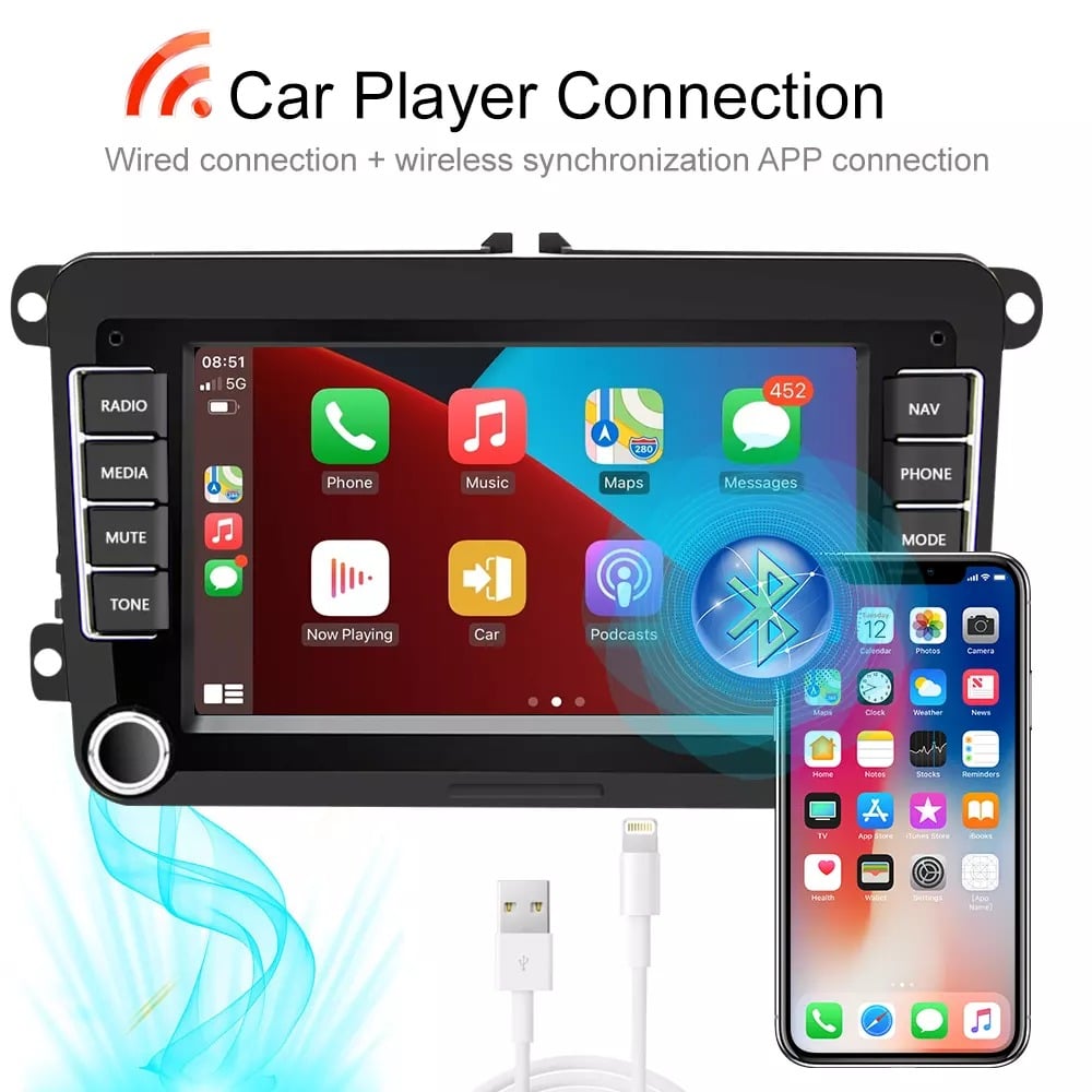 CarPlay inalámbrico Volkswagen Transporter y Multivan T6 de 7 PULGADAS | androide 13