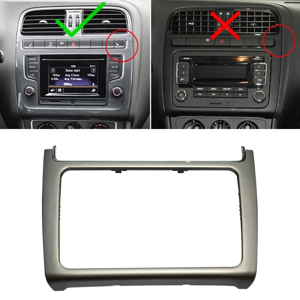 Volkswagen Polo 2 DIN Autoradio Inbouwframe | 2014 t/m 2017 | Dashboard Paneel | Zilvergrijs