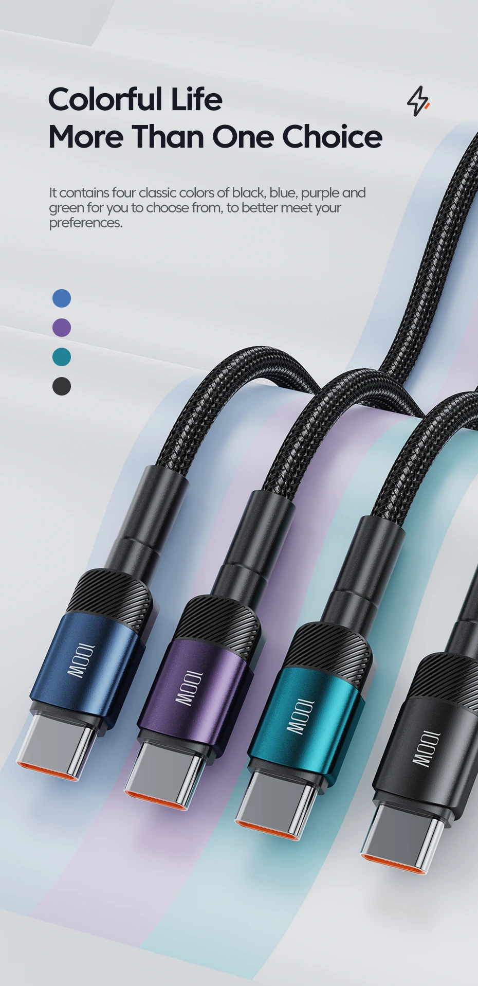USB-A naar USB-C Kabel 2 Meter | Geschikt voor CarPlay & Android Auto | Paars