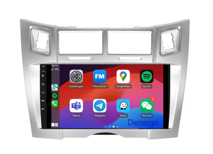 Toyota Yaris CarPlay autoradio zilver | 2005 t/m 2012 | Denago DNG-A289 | 9 inch | Android 13 | Draadloos CarPlay & Android Auto
