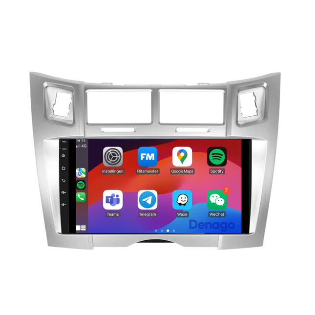 Toyota Yaris CarPlay autoradio zilver | 2005 t/m 2012 | Denago DNG-A289 | 9 inch | Android 13 | Draadloos CarPlay & Android Auto