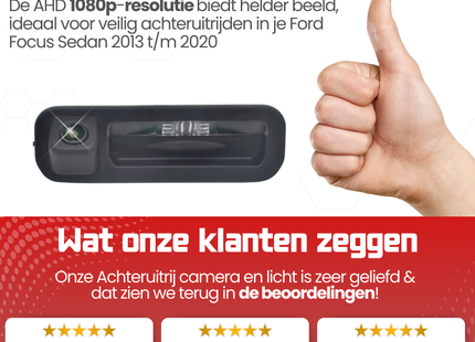 Ford Focus Sedan Achteruitrijcamera | 2013 t/m 2020 | Nachtzicht & HD Beeld