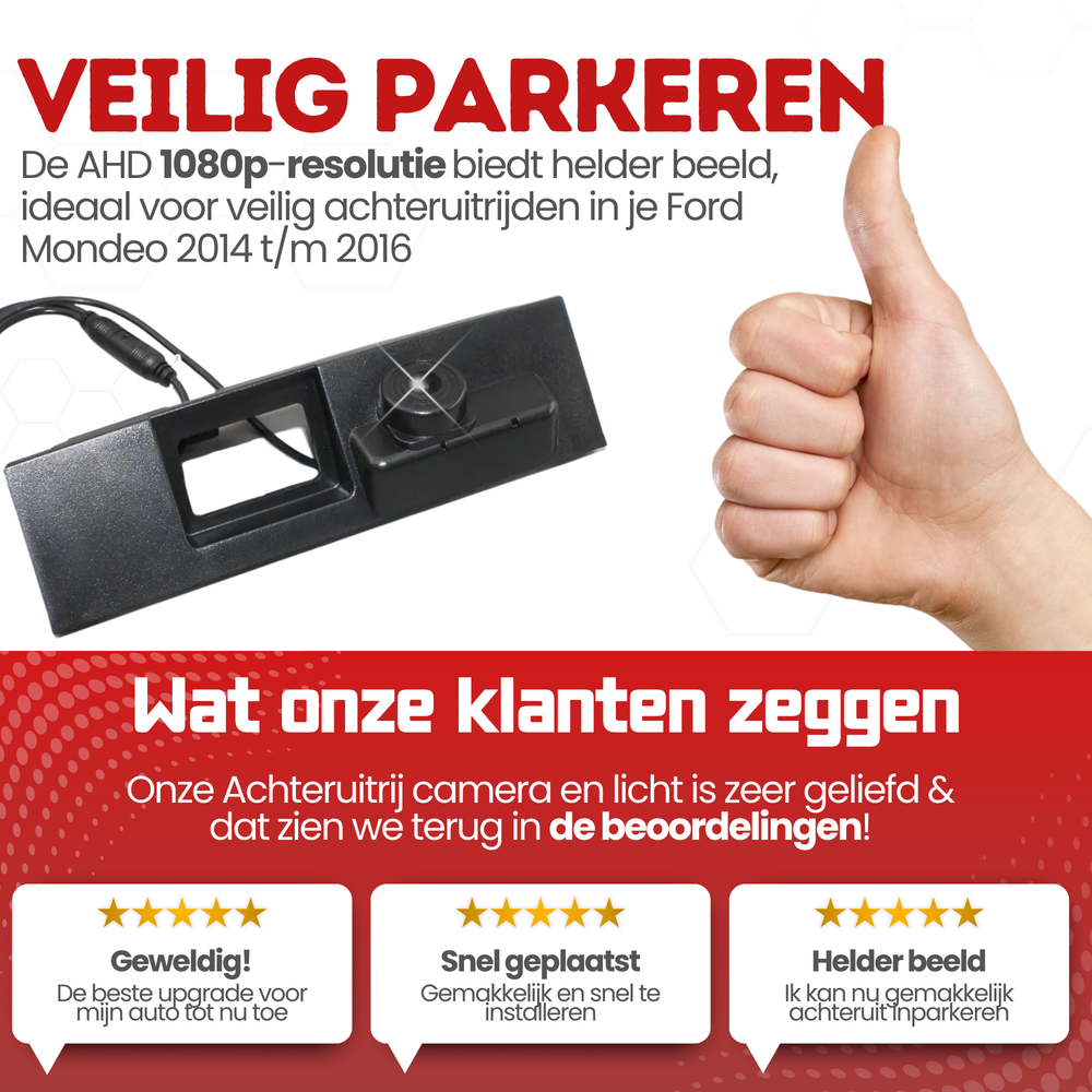 Ford Mondeo Achteruitrijcamera | 2014 t/m 2016 | Nachtzicht & HD Beeld