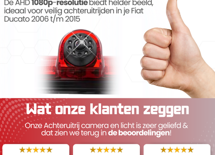 Fiat Ducato Derde Remlicht Achteruitrijcamera | 2006 t/m 2015 | Nachtzicht | HD Beeld