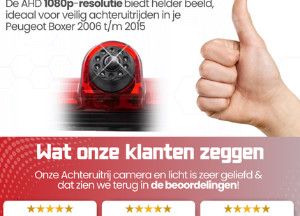 Peugeot Boxer Derde Remlicht Achteruitrijcamera | 2006 t/m 2015 | Nachtzicht | HD Beeld