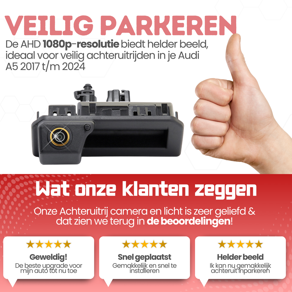 Audi A5 Achteruitrijcamera | 2017 t/m 2024 | Nachtzicht & HD Beeld