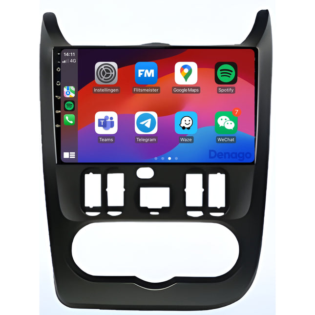 Dacia Logan CarPlay autoradio | Denago DNG-A344 | 2010 t/m 2013 | 9 inch  Android 13 | Draadloos CarPlay & Android Auto